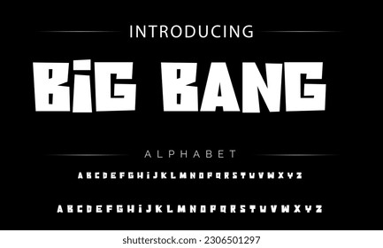 Big Bang Funky bunter Cartoon Schriftart. Vektoralphabet