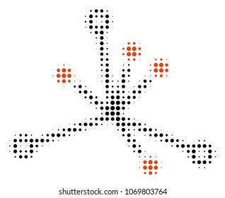 Big Bang halftone vector pictogram. Illustration style is dotted iconic Big Bang icon symbol on a white background. Halftone texture is round points.