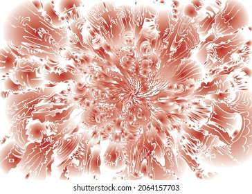Big Bang like abstract drawing, with centrally out branching linear forms, filled with red radial blends