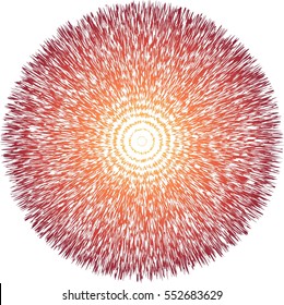 Big Bang Theory concept, bright flash with diverging in different directions of compression blast waves, vector template.