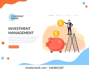Big bank investment successful business web banner page concept. Vector flat graphic design isolated illustration