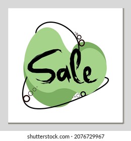 Big banner design with discount, sale with black text on a background of green ovals and circles. Seasonal sale and for Black Friday.