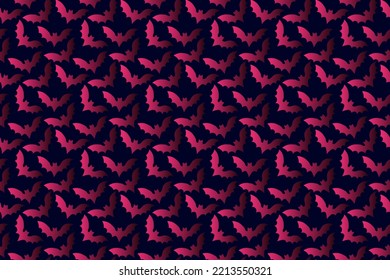 Big Banner of Gradient Red Flying Bats.  Vector Illustration. EPS 10. Perfect for scary bat or horror themed designs.