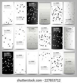 Big banners set, science backgrounds, molecule and communication backgrounds. Conceptual vector design templates. Modern abstract banner design, business design and website templates.