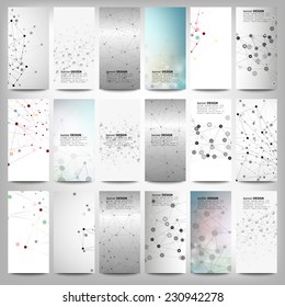 Big banners set, science backgrounds, molecule and communication backgrounds. Conceptual vector design templates. Modern abstract banner design, business design and website templates.