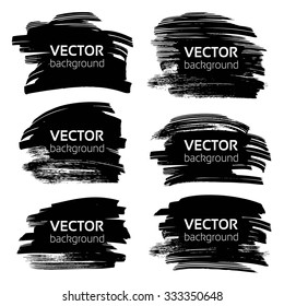 Big banners for text from black textured strokes isolated on white background