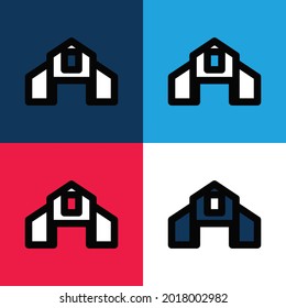 Big Barn blue and red four color minimal icon set