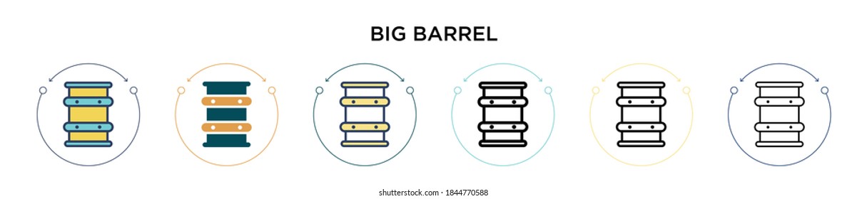 Big barrel icon in filled, thin line, outline and stroke style. Vector illustration of two colored and black big barrel vector icons designs can be used for mobile, ui, web