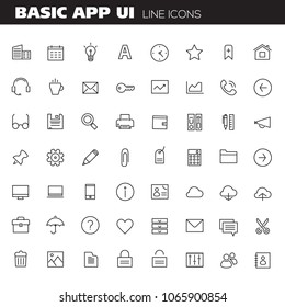 Big Basic App UI, UX and Office linear icon set