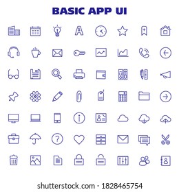 Big Basic App UI, UX and Office linear icon set