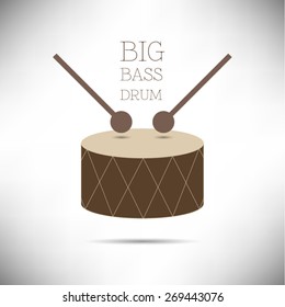 Big Bass Drum flat design vector illustration on white background