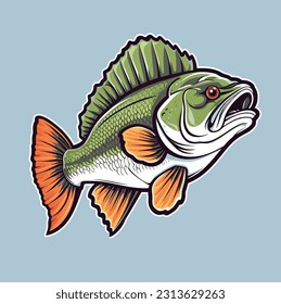Big Bass Fish Cartoon Esports Logo Mascot Vector Illustration