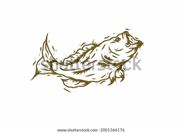 Big Bass Fish Illustration Drawing Design Stock Vector (royalty Free 