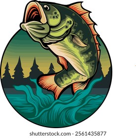 big bass fish illustration vector