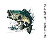 Big bass fish vector cartoon for t shirt Big bass fish t shirt design