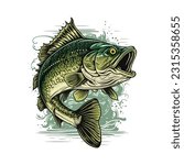 Big bass fish vector cartoon for t shirt Big bass fish t shirt design