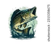 Big bass fish vector cartoon for t shirt Big bass fish t shirt design