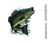 Big bass fish vector cartoon for t shirt Big bass fish t shirt design