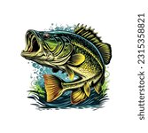 Big bass fish vector cartoon for t shirt Big bass fish t shirt design