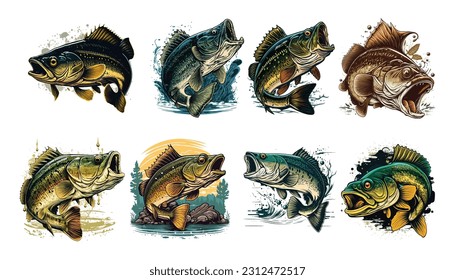 Big bass fish vector cartoon for t shirt Big bass fish t shirt design