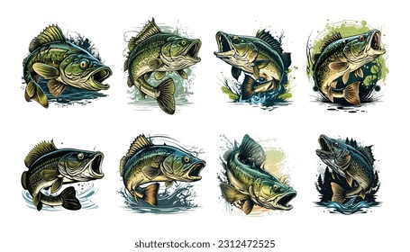 Big bass fish vector cartoon for t shirt Big bass fish t shirt design