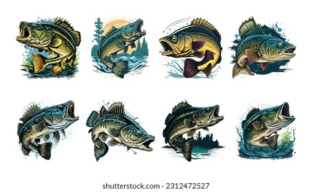 Big bass fish vector cartoon for t shirt Big bass fish t shirt design