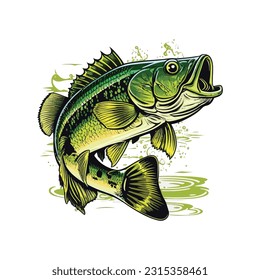 Big bass fish vector cartoon for t shirt Big bass fish t shirt design