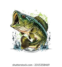 Big bass fish vector cartoon for t shirt Big bass fish t shirt design