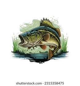 Big bass fish vector cartoon for t shirt Big bass fish t shirt design