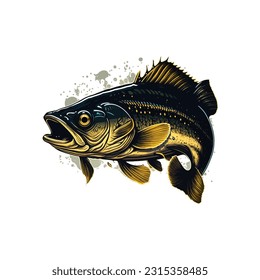 Big bass fish vector cartoon for t shirt Big bass fish t shirt design