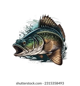 Big bass fish vector cartoon for t shirt Big bass fish t shirt design