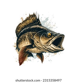 Big bass fish vector cartoon for t shirt Big bass fish t shirt design