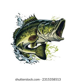 Big bass fish vector cartoon for t shirt Big bass fish t shirt design