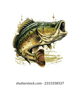 Big bass fish vector cartoon for t shirt Big bass fish t shirt design