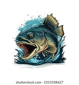 Big bass fish vector cartoon for t shirt Big bass fish t shirt design