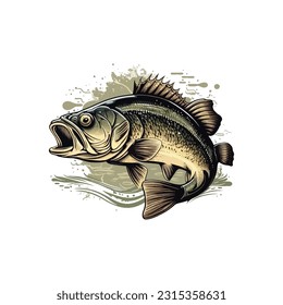 Big bass fish vector cartoon for t shirt Big bass fish t shirt design