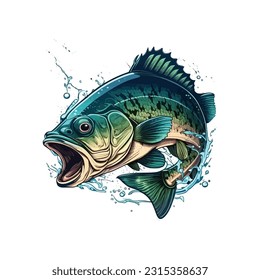 Big bass fish vector cartoon for t shirt Big bass fish t shirt design