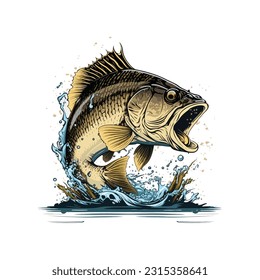 Big bass fish vector cartoon for t shirt Big bass fish t shirt design