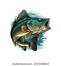 Big bass fish vector cartoon for t shirt Big bass fish t shirt design