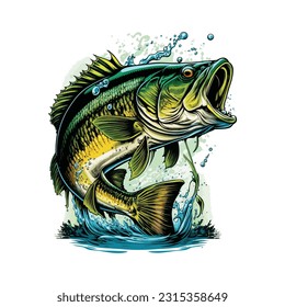 Big bass fish vector cartoon for t shirt Big bass fish t shirt design