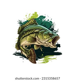 Big bass fish vector cartoon for t shirt Big bass fish t shirt design