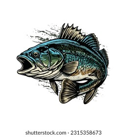 Big bass fish vector cartoon for t shirt Big bass fish t shirt design