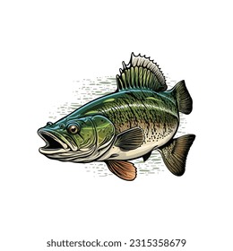 Big bass fish vector cartoon for t shirt Big bass fish t shirt design