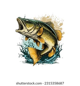 Big bass fish vector cartoon for t shirt Big bass fish t shirt design