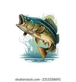 Big bass fish vector cartoon for t shirt Big bass fish t shirt design