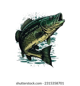 Big bass fish vector cartoon for t shirt Big bass fish t shirt design