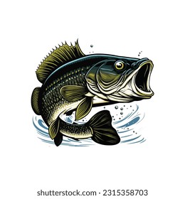 Big bass fish vector cartoon for t shirt Big bass fish t shirt design