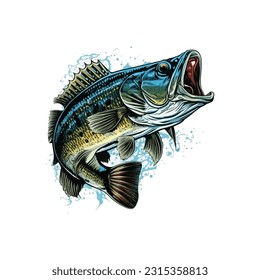 Big bass fish vector cartoon for t shirt Big bass fish t shirt design