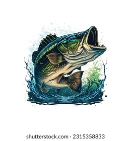 Big bass fish vector cartoon for t shirt Big bass fish t shirt design