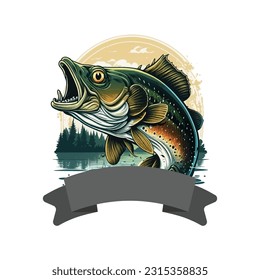 Big bass fish vector cartoon for t shirt Big bass fish t shirt design